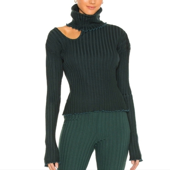 Lovers and Friends Cut Out Ribbed Turtleneck Shirt - Picture 1 of 10